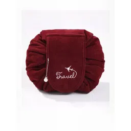 BLUE BEADS Maroon Velvet Makeup Cosmetic Pouch-picture-40