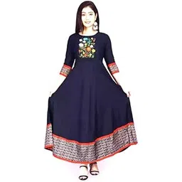 Blue Floral Embroidery Long Gown-picture-48