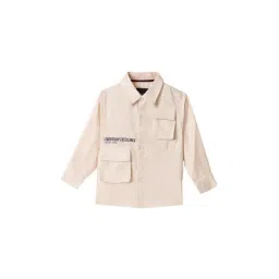 Blue Giraffe Boy Beige Solid Regular Fit Shirt-picture-13