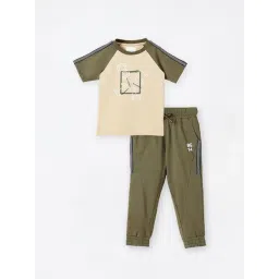 Blue Giraffe Boys Beige Cotton Printed T-Shirt-picture-42