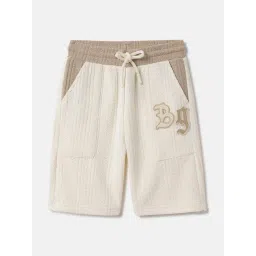 Blue Giraffe Boys Beige Textured Shorts-picture-25