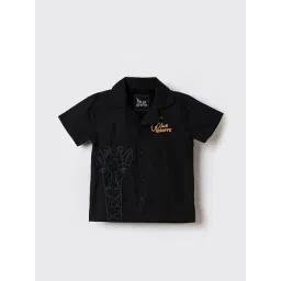 Blue Giraffe Boys Black Cotton Shirt-picture-27