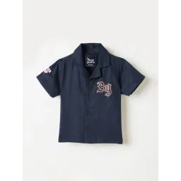 Blue Giraffe Boys Blue Cotton Shirt-picture-26