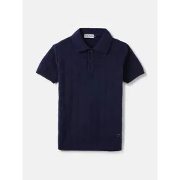 Blue Giraffe Boys Blue Pure Cotton Textured T-Shirt-picture-11