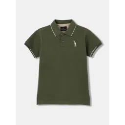 Blue Giraffe Boys Green Cotton Solid Polo T-shirt-picture-31