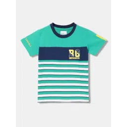 Blue Giraffe Boys Green Cotton Striped 1 T-shirt-picture-37