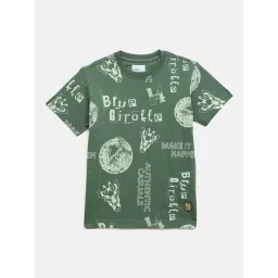 Blue Giraffe Boys Green Pure Cotton Printed T-Shirt-picture-44