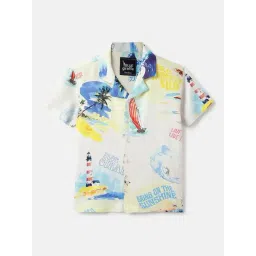 Blue Giraffe Boys Multi Pure Cotton Printed Shirt-picture-16