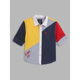 Blue Giraffe Boys Multicolor Cotton Color Block Full Sleeves Shirt-picture-42