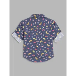 Blue Giraffe Boys Multicolor Cotton Printed Shirt image 2