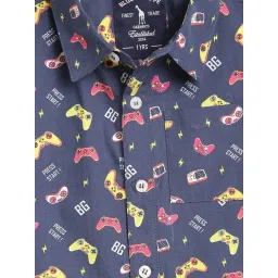 Blue Giraffe Boys Multicolor Cotton Printed Shirt image 3