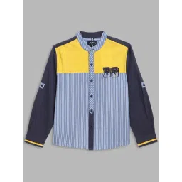 Blue Giraffe Boys Multicolor Cotton Striped Full Sleeves Shirt-picture-16