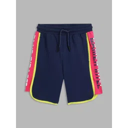 Blue Giraffe Boys Navy Blue & Pink Colourblocked Pure Cotton Shorts-picture-53