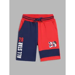 Blue Giraffe Boys Navy Blue Colourblocked Pure Cotton Mickey Mouse Shorts-picture-36