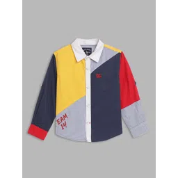 Blue Giraffe Boys Opaque Colourblocked Casual Shirt-picture-12