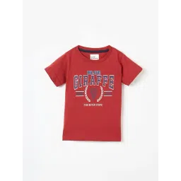 Blue Giraffe Boys Red Printed Regular Fit T-Shirt-picture-28