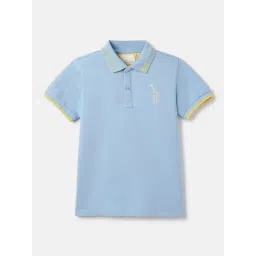 Blue Giraffe Boys Solid Polo Collar Cotton Blue T-shirt-picture-11