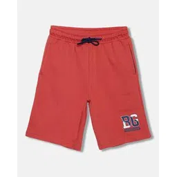 blue giraffe Boys Typographic Print Regular Fit Shorts with Drawstring Waist-picture-44