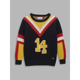 Blue Giraffe Boys Typography Colourblocked Pullover-picture-32