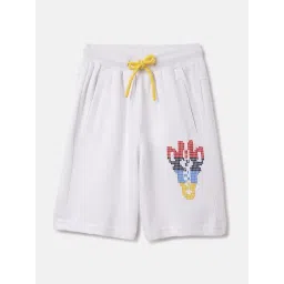 Blue Giraffe Boys White Pure Cotton Print Shorts-picture-30