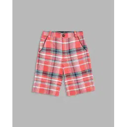 blue giraffe Checked Flat-Front Shorts-picture-52