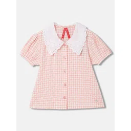 Blue Giraffe Checked Peter Pan Collar Top-picture-12