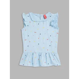 Blue Giraffe Floral Embroidered Cotton Top-picture-22