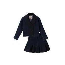 Blue Giraffe Girl Navy Blue Solid Regular Fit Jacket-picture-44