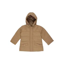 Blue Giraffe Girls Beige Solid Padded Jacket-picture-38
