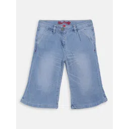 Blue Giraffe Girls Blue Solid Regular Fit Capris-picture-33