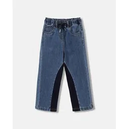 blue giraffe Girls Colourblock Lightly Washed Straight Fit Jeans-picture-12