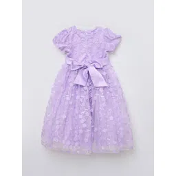 Blue Giraffe Girls Floral Embroidered Bows Flutter Sleeve A-Line Dress image 4