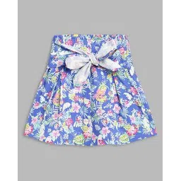 blue giraffe Girls Floral Print A-Line Skirt -picture-15