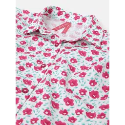 Blue Giraffe Girls Floral Print Flutter Sleeve Cotton Top image 2