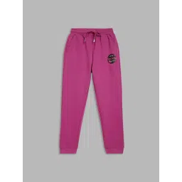 Blue Giraffe Girls Magenta Cotton Solid Trackpant-picture-43