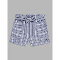 Blue Giraffe Girls Multicoloured Striped Shorts-picture-49