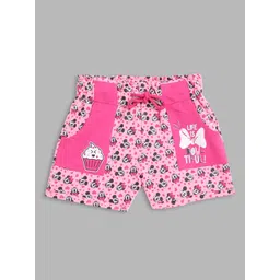 Blue Giraffe Girls Peach-Coloured Floral Printed Minnie Mouse Shorts-picture-53