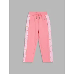 Blue Giraffe Girls Peach Cotton Solid Trackpant-picture-22
