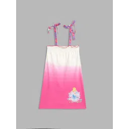 Blue Giraffe Girls Pink & White Colourblocked A-Line Dress-picture-41