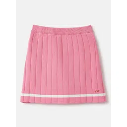 Blue Giraffe Girls Pure Cotton Mid Rise Stretchable Knitted A-Line Mini Skirt-picture-43