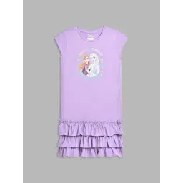 Blue Giraffe Girls Purple Cotton Printed 1 Dress-picture-36