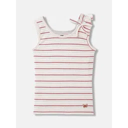 Blue Giraffe Girls Striped Cut Outs Round Neck T-Shirt-picture-55