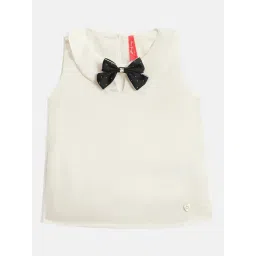 Blue Giraffe Girls White Polyester Textured Top-picture-47