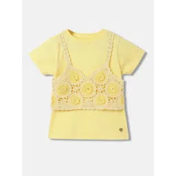 Blue Giraffe Girls Yellow Cotton T-Shirt-picture-10