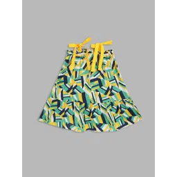 Blue Giraffe Green & Yellow A-Line Dress-picture-22