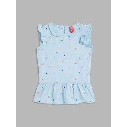 Blue Giraffe Kids Blue Cotton Embroidered Top-picture-10