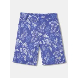 Blue Giraffe Kids Blue Cotton Floral Print Shorts-picture-34