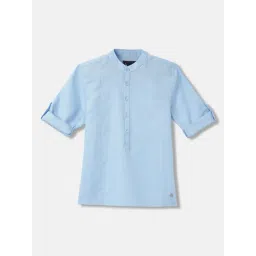 Blue Giraffe Kids Blue Cotton Regular Fit Full Sleeves Shirt-picture-30