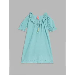 Blue Giraffe Kids Blue Embroidered Dress-picture-26