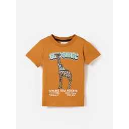 Blue Giraffe Kids Boys Graphic Printed Short Sleeves Round Neck Pure Cotton T-shirt-picture-41